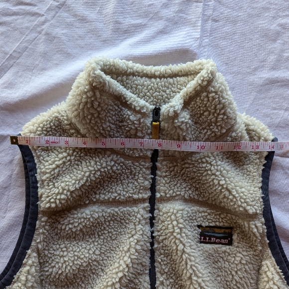 L.L. Bean Sherpa Deep Pile Fleece Men's Vest Medium Full Zip Ivory - Picture 9 of 11